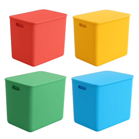 กล่องเก็บของ 4 ใบ (พร้อมฝา) ELIFE ขนาด 36.5X30 ซม. หลากสี_0